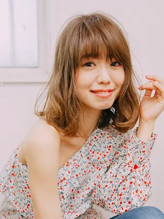 ミディアム カラー パーマ 【公式】amble luxe池袋東口🩷のヘアスタイル