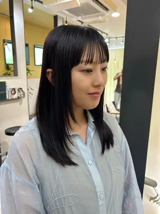 セミロング カラー パーマ hub hair レイヤー/透明感のヘアスタイル