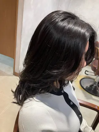 ミディアム misaki 顔周りカット/なんばのヘアスタイル