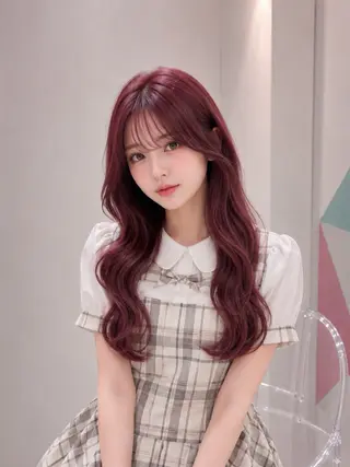 ロング カラー ガーリー♡女の子っぽ ヘア♡ピンクカラー♡のヘアスタイル