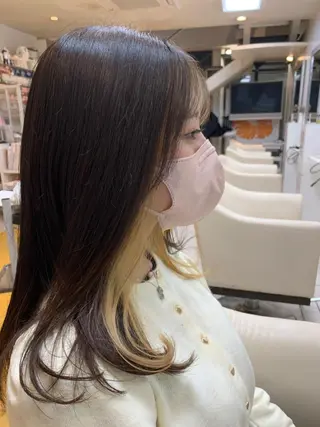 セミロング カラー 柳川 玲也のヘアスタイル