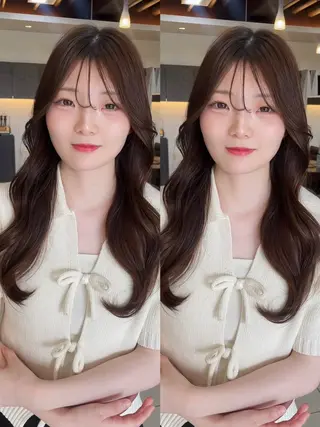 セミロング カラー 🤎韓国ヘア ベージュ まゆか🤎のヘアスタイル