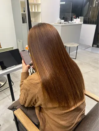 ロング パーマ 🍒モテ暖色カラー × うる艶✧ ゆなのヘアスタイル