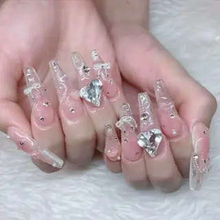 ロング カラー 波 なみのネイルデザイン