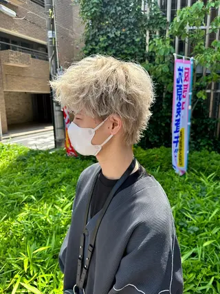 ショート カラー ヘアアレンジ メンズ ダブルカラー｜ なおき｜池袋美容師のヘアスタイル