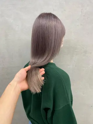 セミロング カラー ヘアアレンジ ブリーチダブルカラー 元町三宮/三ノ宮のヘアスタイル