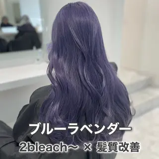 ロング カラー ラベンダー💜 グレージュ🩶のヘアスタイル