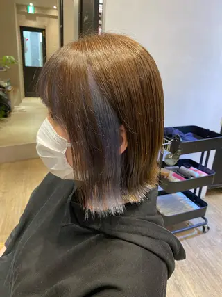 セミロング 新宿/顔周りカット +レイヤー=しずく♩のヘアスタイル