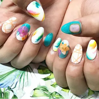 ネイル 渋谷／チップ長さ出し 👑アプレgel-xのネイルデザイン