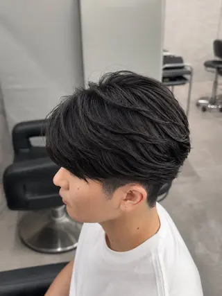 ショート パーマ ヘアアレンジ メンズ キッズ メンズフェザーパーマ 💫曲がる縮毛矯正のヘアスタイル