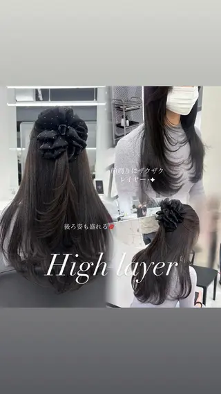 ロング カラー 抜け感レイヤー︴ ニュアンスカラーのヘアスタイル