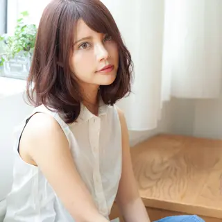 ミディアム カラー パーマ ヘアアレンジ 髪質改善/韓国風 レイヤー/田村祐樹のヘアスタイル