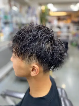 ミディアム パーマ メンズ 深澤 さおりのヘアスタイル