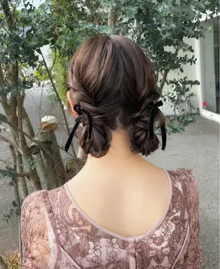 セミロング ヘアアレンジ 高橋 乙葉のヘアスタイル