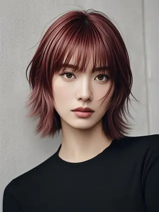 ミディアム ウルフカット 811 大阪梅田 ウルフのヘアスタイル
