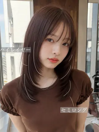 ミディアム 透明感カラー/韓国レ イヤー/宮下知也のヘアスタイル