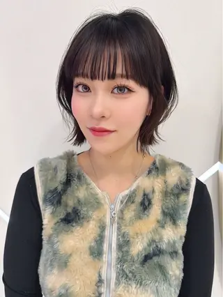 ミディアム カラー SAYAKA 🍒／ボブ／暖色のヘアスタイル