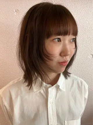 ミディアム くるみ🩰/ボブ レイヤー/暖色カラーのヘアスタイル