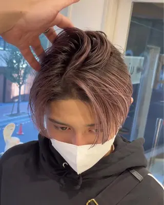 ミディアム カラー パーマ ヘアアレンジ メンズ メンズパーマ 🌫デザインカラーのヘアスタイル