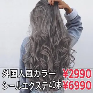 ロング カラー パーマ ヘアアレンジ Device ディバイスのヘアスタイル