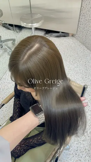 ロング 新宿/寒色/オリ ーブ/韓国風/たくのヘアスタイル