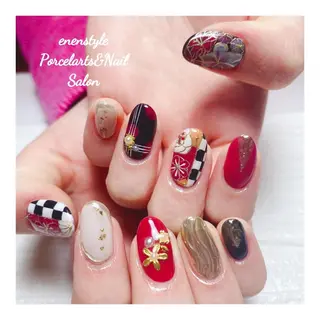 ミディアム ネイル 🐾enen style 🐾のネイルデザイン