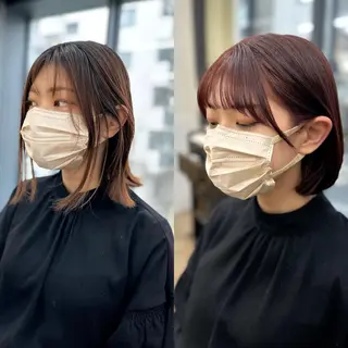 ミディアム カラー パーマ ヘアアレンジ メンズ キッズ ネイル マツエク・マツパ アイブロウ 似合せレイヤー/ 柔らか透明感カラーのヘアスタイル