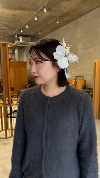 ヘアアレンジ 瑠己杏 :ボブ/ ハイトーンワンカラーのヘアスタイル