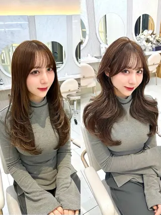 セミロング カラー 🇰🇷韓国風くびれ ヘア🇰🇷中村優大のヘアスタイル