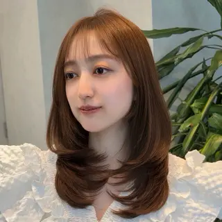 セミロング カラー 結べるレイヤーカット /カラー/あさかのヘアスタイル