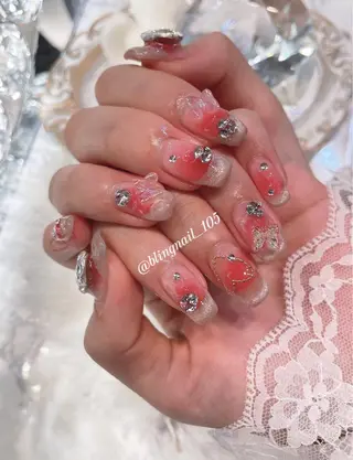 ネイル 24時まで❤︎韓国、 ワンホンネイルのネイルデザイン