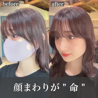 セミロング カラー 顔周りカット 【オノザワリョウ】のヘアスタイル