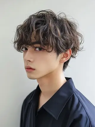 ミディアム カラー パーマ メンズ EnBlesS西宮 マンツーマン神道有基のヘアスタイル