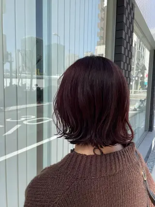 ミディアム カラー やまさきえりこ ニュアンスパーマのヘアスタイル