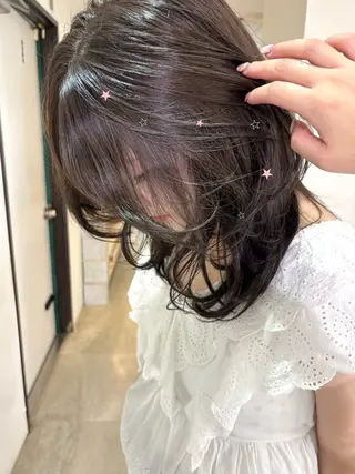 セミロング カラー mizuki/ピンク ベージュ.レイヤーのヘアスタイル