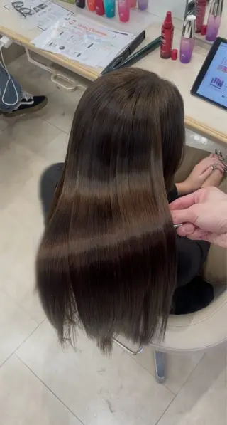 ロング シャドウパーマ／骨格 矯正カット　トモキのヘアスタイル