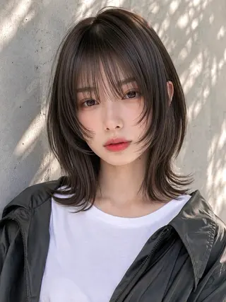 ミディアム ミディアムレイヤー ストレートKANAのヘアスタイル
