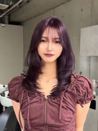 ロング カラー 🩵福岡ブリーチなし レイヤー/紫音🩵のヘアスタイル