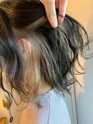 ミディアム カラー メンズカットパーマ/ ブリーチ高柳将太のヘアスタイル