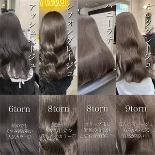 ロング カラー ブリーチ縮毛矯正飛我 透けオリーブ淡色🫧のヘアスタイル