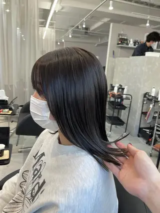 ミディアム カラー グレージュ/透け感 カラー/透明感カラーのヘアスタイル