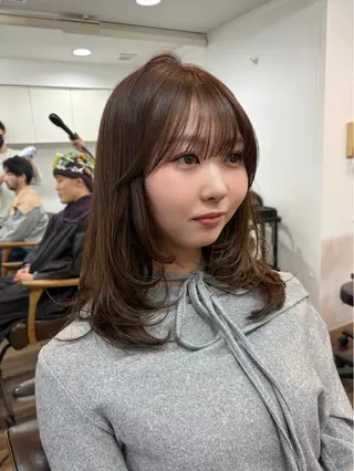 ミディアム ボブ/地毛風縮毛矯正 茉青🤍新宿代々木のヘアスタイル