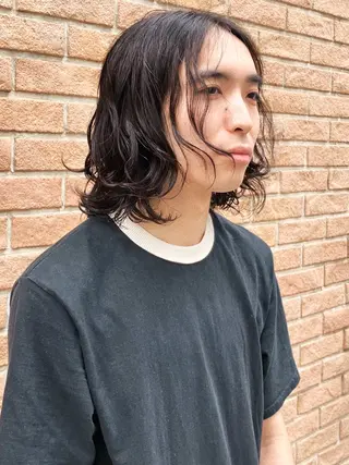 セミロング パーマ メンズ ryuei /原宿のヘアスタイル