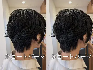 ショート オリーブカラー/みづ き/ボブパーマ🤍のヘアスタイル