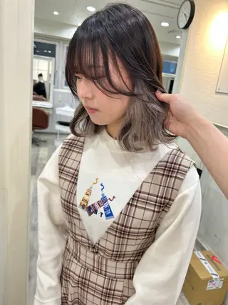 ミディアム りん🧸透明感カラ ー/ヘアアレンジのヘアスタイル