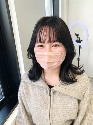 ミディアム カラー 髪質改善/顔まわり 石原のヘアスタイル