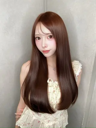 セミロング カラー パーマ 🫧巻ける縮毛矯正 🫧髪質改善リク🫧のヘアスタイル