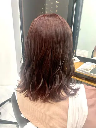 セミロング カラー 🌷ラベンダーピンク 顔まわり🌷ねいろのヘアスタイル