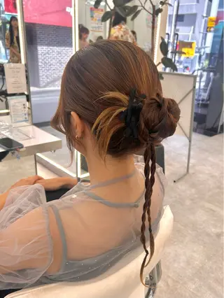 セミロング ヘアアレンジ 透明感カラー/ヘアア レンジ/はるか🤍のヘアスタイル