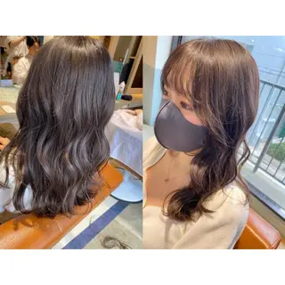 カラー 🩵盛れる顔周り/ 艶カラーemi🩵のヘアスタイル